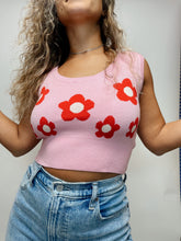 Load image into Gallery viewer, Disco Daisy Knit Top- Strawberry
